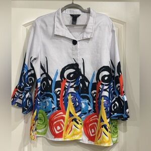 Ali Miles Multicolor Abstract Print Blouse